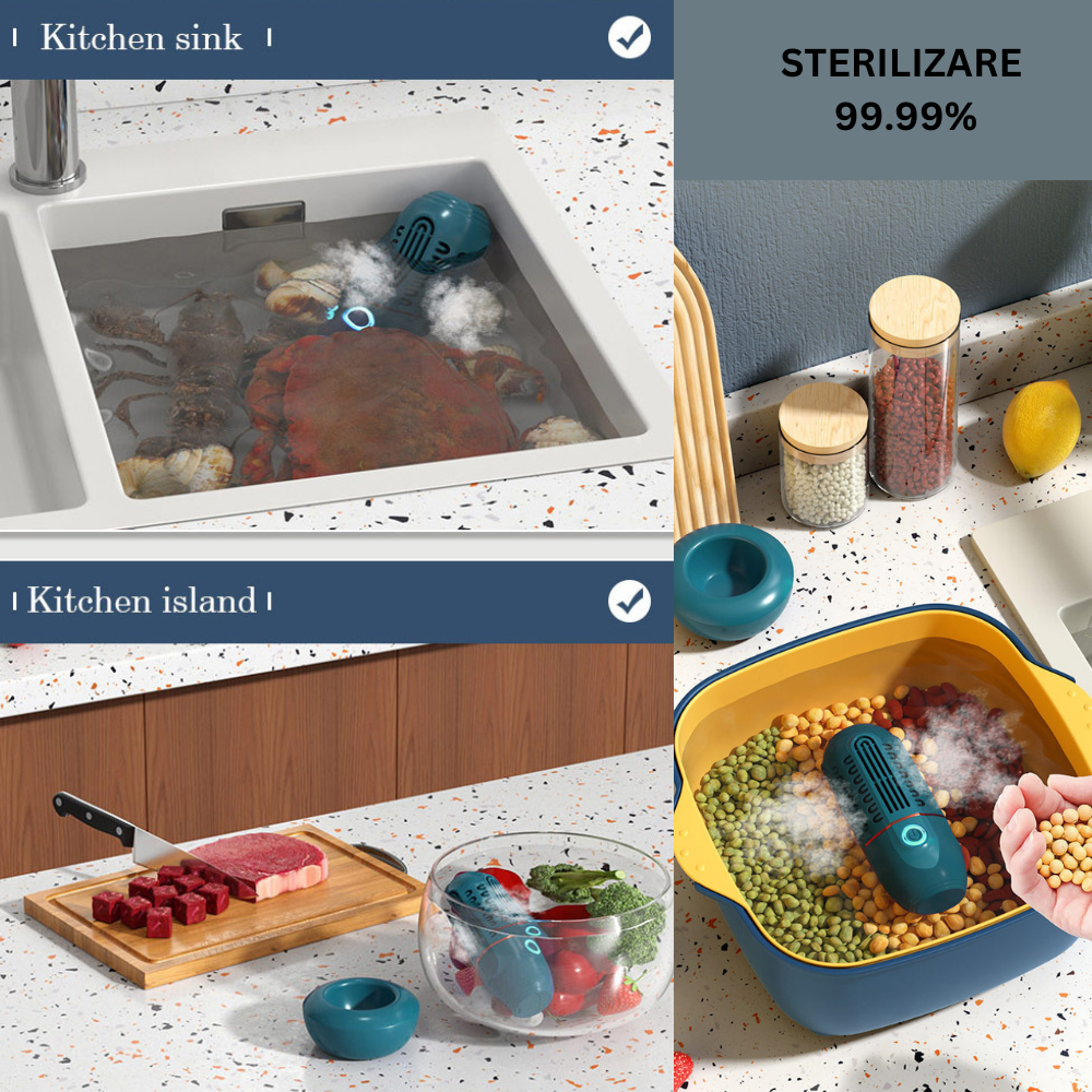 Purificator profesional CLAUSTEEL in forma de capsula, portabil, multifunctional, cu USB, automat, pentru curatarea si purifierea alimentelor in gospodarie, inclusiv fructe si legume, orez si carne [5]