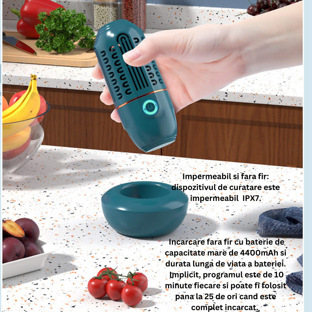 Purificator profesional CLAUSTEEL in forma de capsula, portabil, multifunctional, cu USB, automat, pentru curatarea si purifierea alimentelor in gospodarie, inclusiv fructe si legume, orez si carne [6]