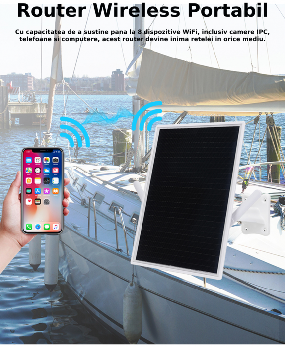Router Wireless Portabil Profesional CLAUSTEEL cu panou solar 15W, Autonomie 25000 mAh, Ideal pentru camere de supraveghere si orice alt dispozitiv wireless, se pot conecta 8 dispozitive simultan [7]
