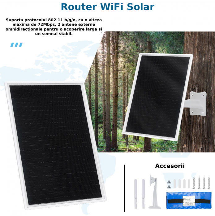 Router Wireless Portabil Profesional CLAUSTEEL cu panou solar 15W, Autonomie 25000 mAh, Ideal pentru camere de supraveghere si orice alt dispozitiv wireless, se pot conecta 8 dispozitive simultan [4]