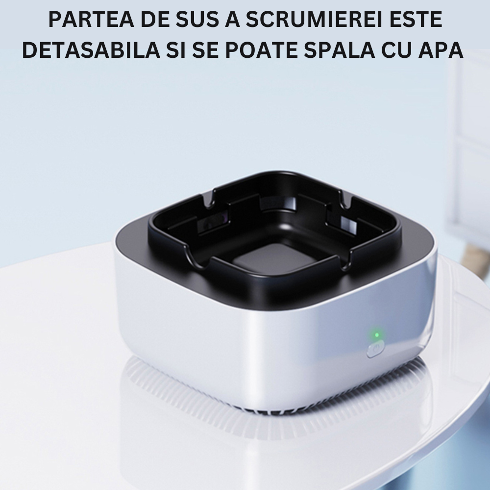 Scrumiera electrica CLAUSTEEL cu purificator de aer incorporat, Pastila de aromaterapie inclusa, Aspira fumul si elimina mirosurile neplacute, Acumulator lithiu incorporat, Incarcare Usb, Gri [7]