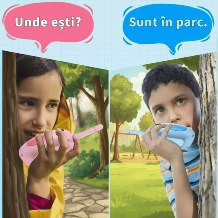 Set 2 statii Walkie Talkie CLAUSTEEL, Acumulator 1000mAh, Incarcare USB, Antena si Lanterna, Raza de Actiune 3-5 km, Functia VOX, 22 de canale, Afisaj LCD, Plastic, Ideal pentru copii cu varsta +3 ani [9]