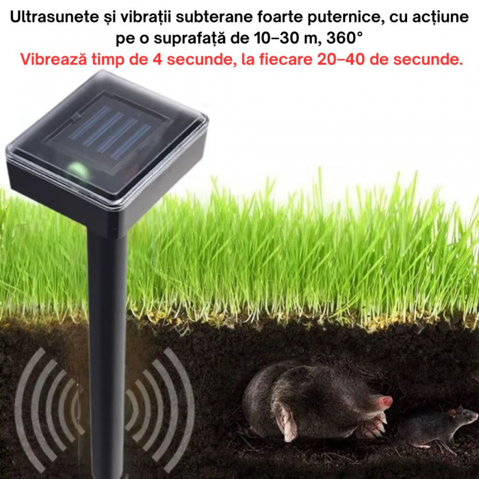 Set cu doua aparate cu ultrasunetele si panou solar profesionale CLAUSTEEL, 2in1 cu vibratii subterane impotriva cartitelor, rozatoarelor, sobolanilor, serpilor, reptilelor, acoperire 360 de grade pe [3]