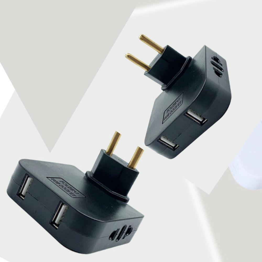 Set de 2 adaptoare de priza CLAUSTEEL cu Stecher Rotativ la 180 de grade, 2 sloturi pentru stechere si doua sloturi USB, 2500W, Ideal pentru spatii inguste sau inaccesibile [2]
