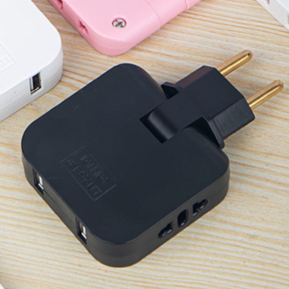 Set de 2 adaptoare de priza CLAUSTEEL cu Stecher Rotativ la 180 de grade, 2 sloturi pentru stechere si doua sloturi USB, 2500W, Ideal pentru spatii inguste sau inaccesibile [4]