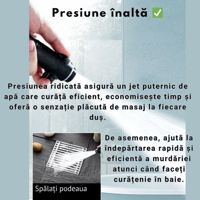 Set de Dus inteligent cu afisaj digital al temperaturii, Cap de dus de inalta presiune cu Suport si Furtun incluse si 5 moduri de functionare, negru [9]