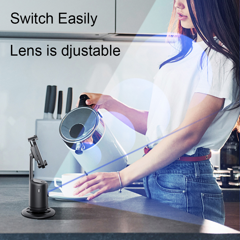 Suport inteligent de telefon, rotativ 360°, profesional, cu urmarire automata a fetei si telecomanda bluetooth, ideal pentru Vlog, Tik Tok, Streaming, Negru [3]