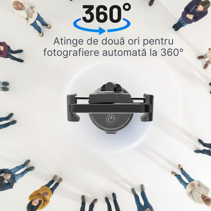 Suport inteligent de telefon, rotativ 360°, profesional, cu urmarire automata a fetei si telecomanda bluetooth, ideal pentru Vlog, Tik Tok, Streaming, Negru [7]