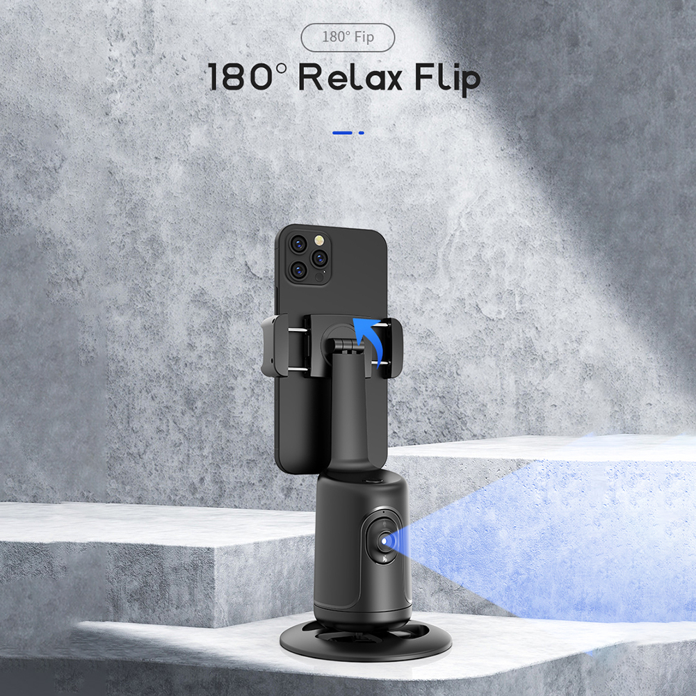 Suport inteligent de telefon, rotativ 360°, profesional, cu urmarire automata a fetei si telecomanda bluetooth, ideal pentru Vlog, Tik Tok, Streaming, Negru [10]