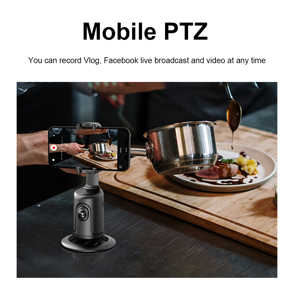 Suport inteligent de telefon, rotativ 360°, profesional, cu urmarire automata a fetei si telecomanda bluetooth, ideal pentru Vlog, Tik Tok, Streaming, Negru [5]