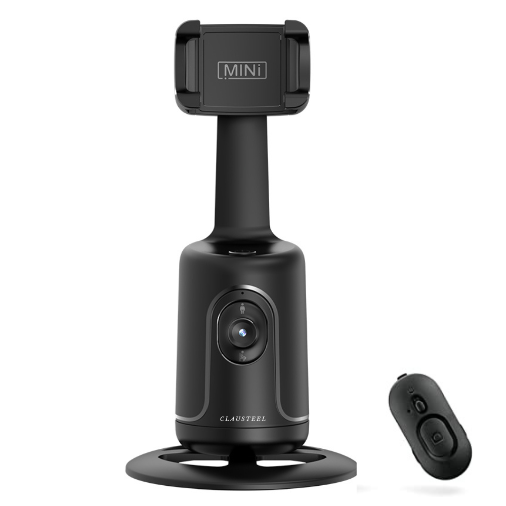 Suport inteligent de telefon, rotativ 360°, profesional, cu urmarire automata a fetei si telecomanda bluetooth, ideal pentru Vlog, Tik Tok, Streaming, Negru [2]