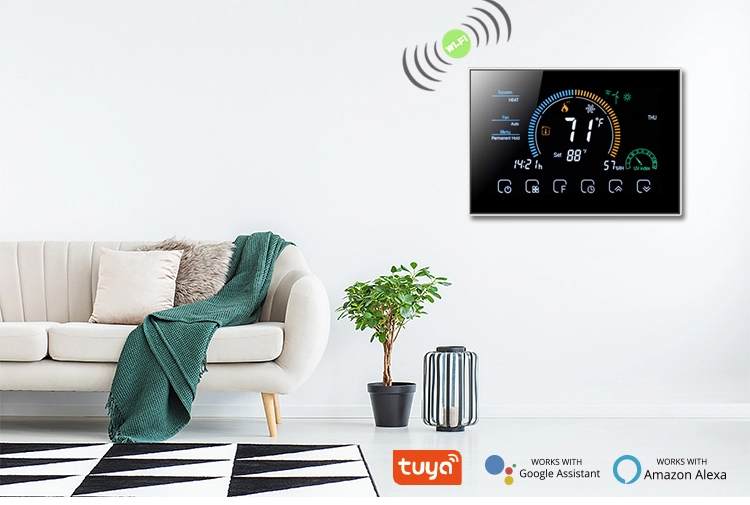 Termostat de Ambient CLAUSTEEL, Afisaj LCD color 4,8 inch, Wireless Touchscreen, Programare Saptamanala, Smart, Control de la Orice Distanta, Compatibil cu Orice Centrala, Afiseaza vremea si umiditate [2]