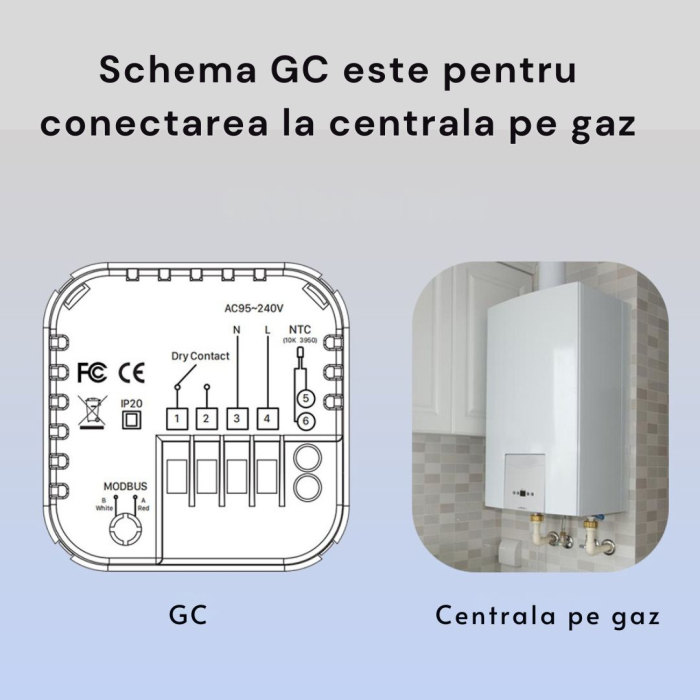 Termostat de Ambient CLAUSTEEL, Design modern, Wireless, Programare Saptamanala, Smart, Control de la Orice Distanta, Compatibil cu Orice Centrala, Afisereaza temperatura si ora, Incastrabil [8]