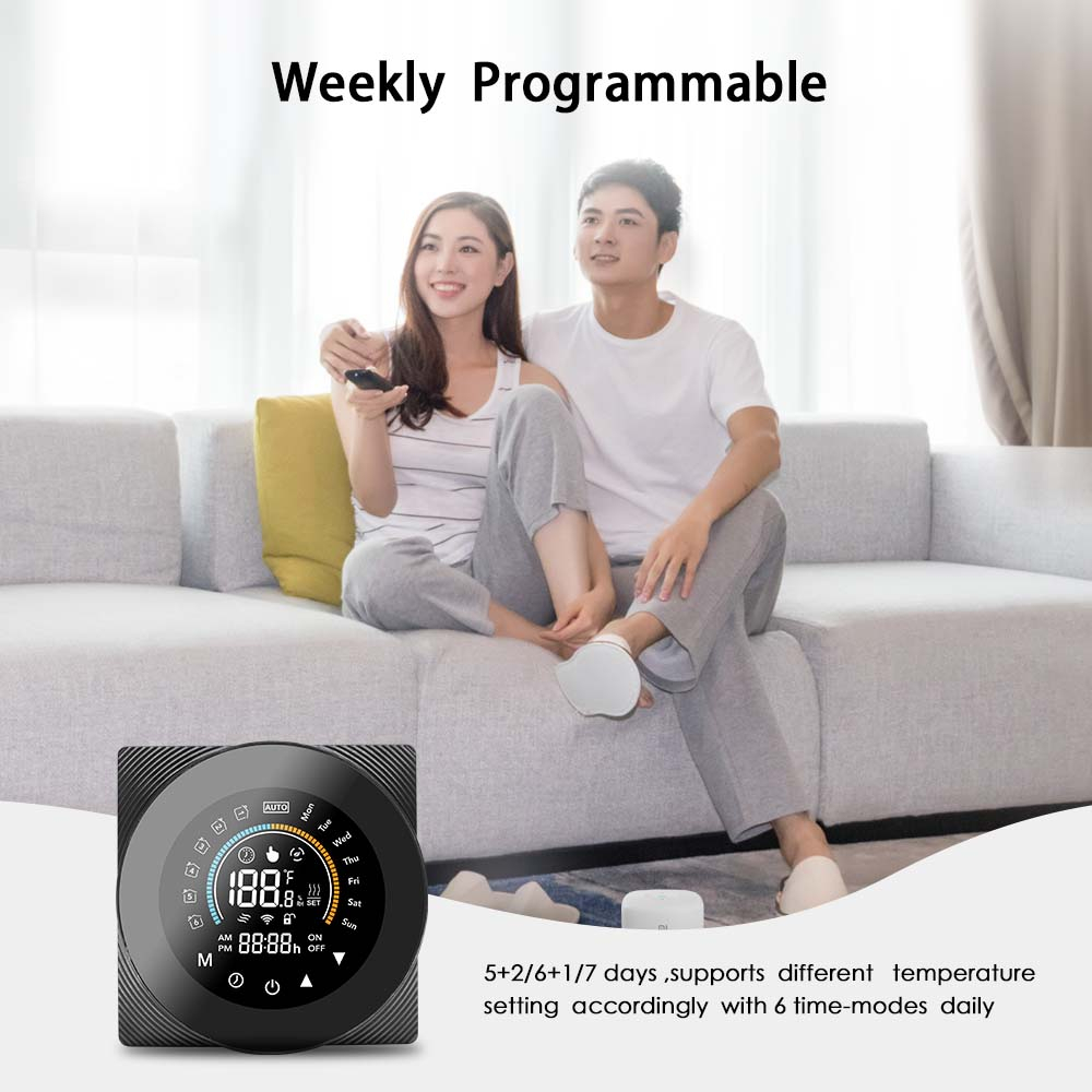 Termostat de Ambient CLAUSTEEL, Design modern, Wireless, Programare Saptamanala, Smart, Control de la Orice Distanta, Compatibil cu Orice Centrala, Afisereaza temperatura si ora, Incastrabil [3]