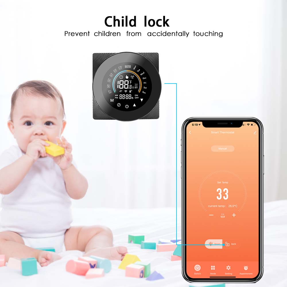Termostat de Ambient CLAUSTEEL, Design modern, Wireless, Programare Saptamanala, Smart, Control de la Orice Distanta, Compatibil cu Orice Centrala, Afisereaza temperatura si ora, Incastrabil [5]