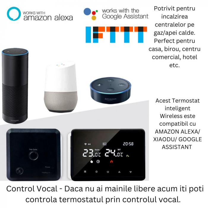 Termostat de Ambient CLAUSTEEL ME98, Wireless Touchscreen, Programare Saptamanala, Smart, Control de la Orice Distanta a Temperaturii Prin Internet/Telefon, Compatibil cu Orice Centrala, Incastrabil s [6]