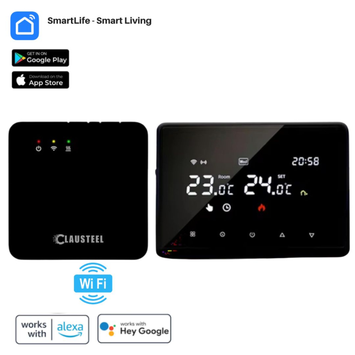 Termostat de Ambient CLAUSTEEL ME98, Wireless Touchscreen, Programare Saptamanala, Smart, Control de la Orice Distanta a Temperaturii Prin Internet/Telefon, Compatibil cu Orice Centrala, Incastrabil s [1]