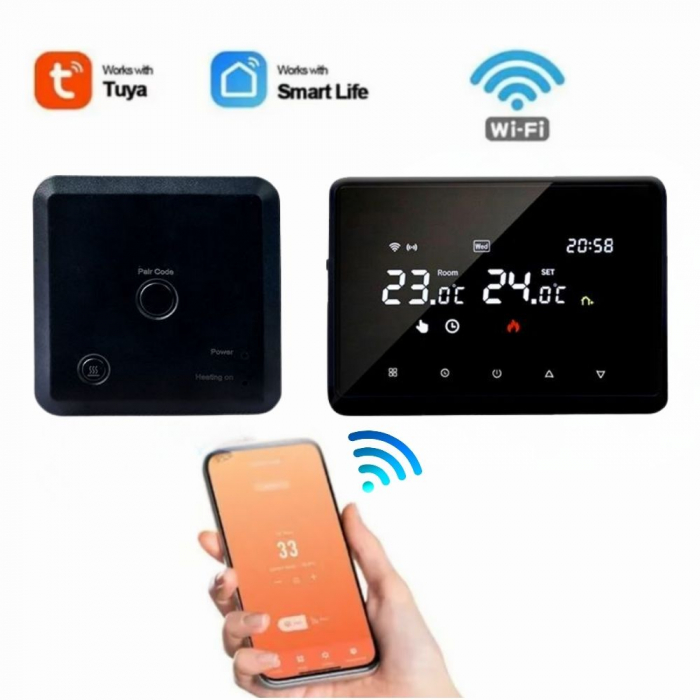 Termostat de Ambient CLAUSTEEL ME98, Wireless Touchscreen, Programare Saptamanala, Smart, Control de la Orice Distanta a Temperaturii Prin Internet/Telefon, Compatibil cu Orice Centrala, Incastrabil s [1]