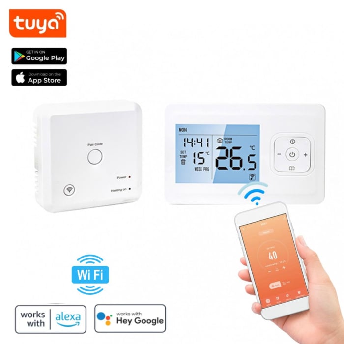 Termostat de Ambient CLAUSTEEL, Smart, Wireless, Programare saptamanala, Control de la Orice Distanta a Temperaturii Ambientale Prin Internet/Telefon, Compatibil cu orice centrala pe gaz [1]