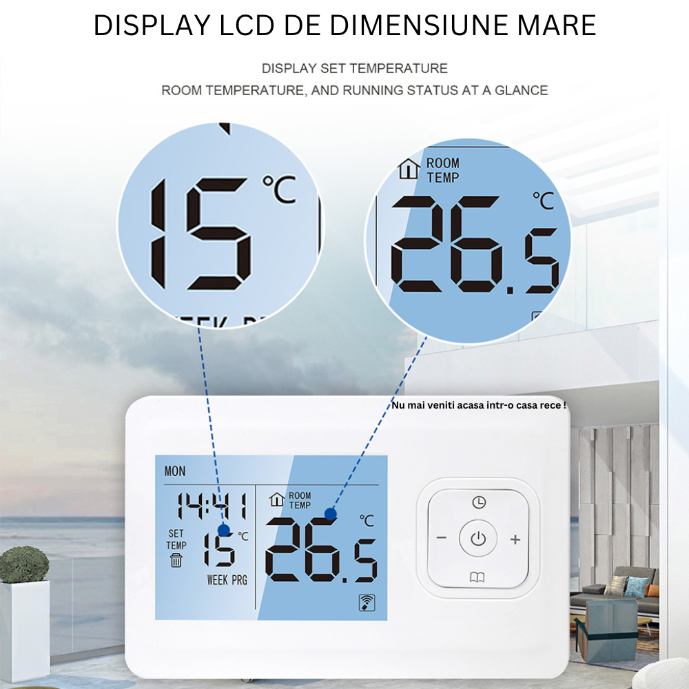 Termostat de Ambient CLAUSTEEL, Smart, Wireless, Programare saptamanala, Control de la Orice Distanta a Temperaturii Ambientale Prin Internet/Telefon, Compatibil cu orice centrala pe gaz [3]