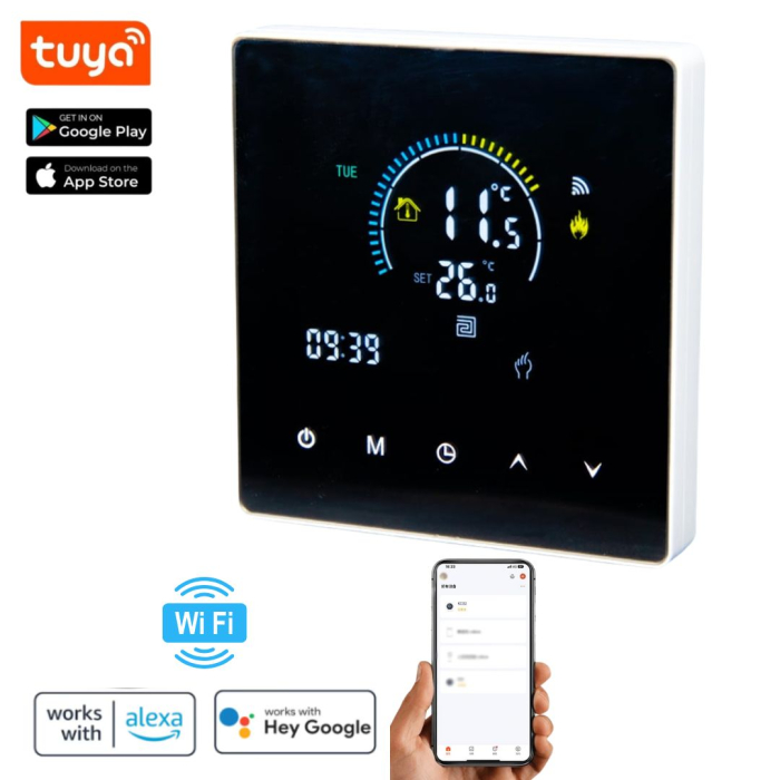 Termostat de Ambient CLAUSTEEL Wifi, Smart, Control de la distanta a temperaturii prin internet, Programare saptamanala, Compatibil cu orice centrala pe gaz, Incastrabil [1]