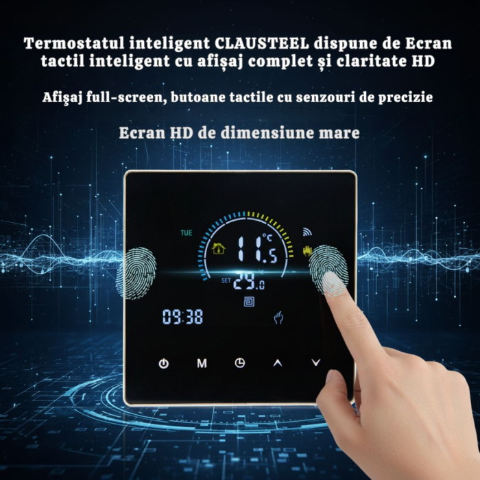 Termostat de Ambient CLAUSTEEL Wifi, Smart, Control de la distanta a temperaturii prin internet, Programare saptamanala, Compatibil cu orice centrala pe gaz, Incastrabil [6]