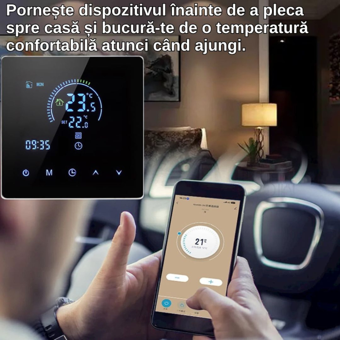 Termostat de Ambient CLAUSTEEL Wifi, Smart, Control de la distanta a temperaturii prin internet, Programare saptamanala, Compatibil cu orice centrala pe gaz, Incastrabil [5]