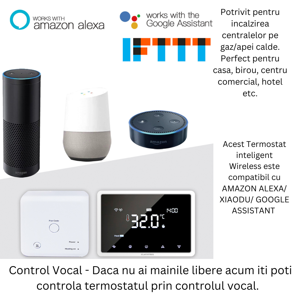 Termostat de Ambient, Wireless Touchscreen, Programare Saptamanala, Smart, Control de la Orice Distanta a Temperaturii Prin Internet/Telefon, Compatibil cu Orice Centrala pe gaz, Incastrabil sau pe Su [6]