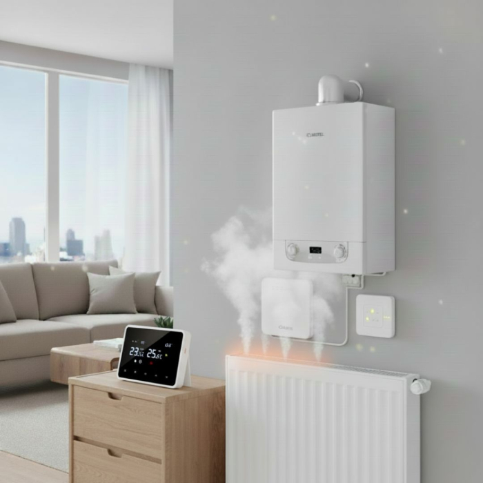 Termostat de Ambient, Wireless Touchscreen, Programare Saptamanala, Smart, Control de la Orice Distanta a Temperaturii Prin Internet/Telefon, Compatibil cu Orice Centrala pe gaz, Incastrabil sau pe Su [8]