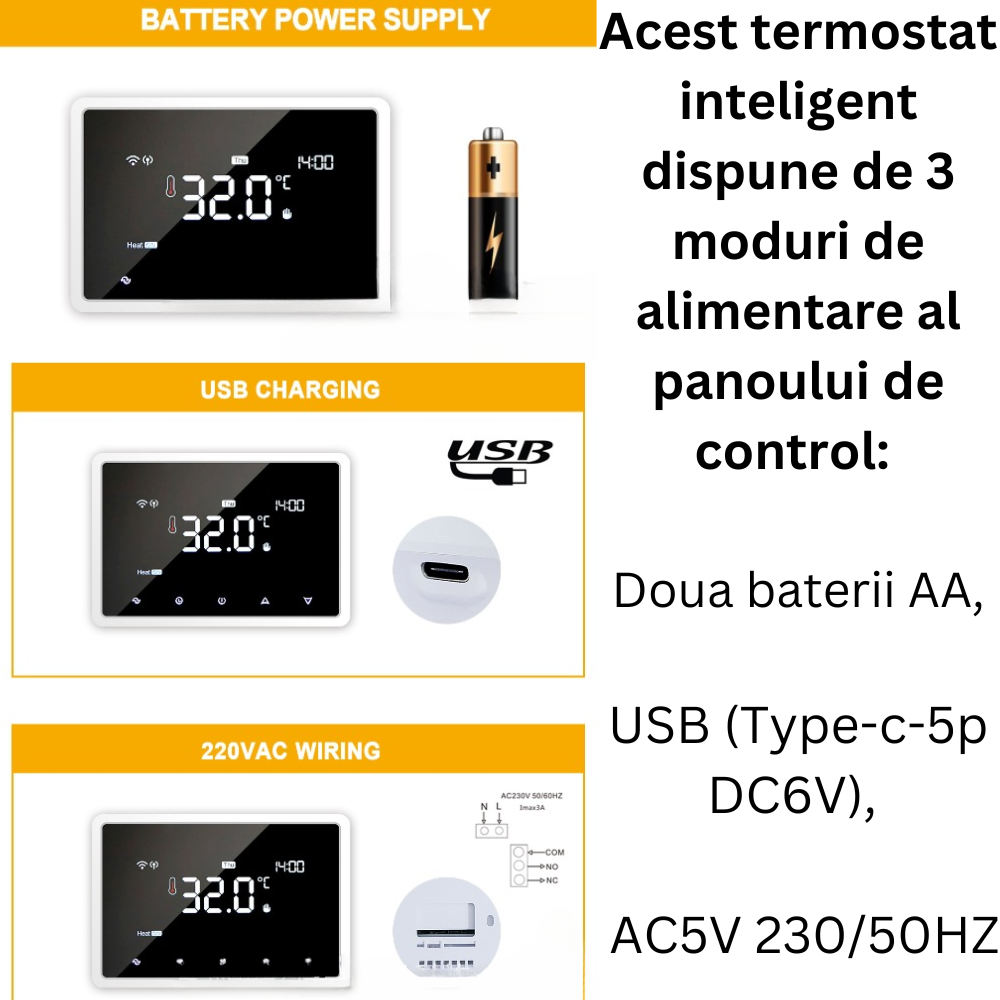 Termostat de Ambient, Wireless Touchscreen, Programare Saptamanala, Smart, Control de la Orice Distanta a Temperaturii Prin Internet/Telefon, Compatibil cu Orice Centrala pe gaz, Incastrabil sau pe Su [4]
