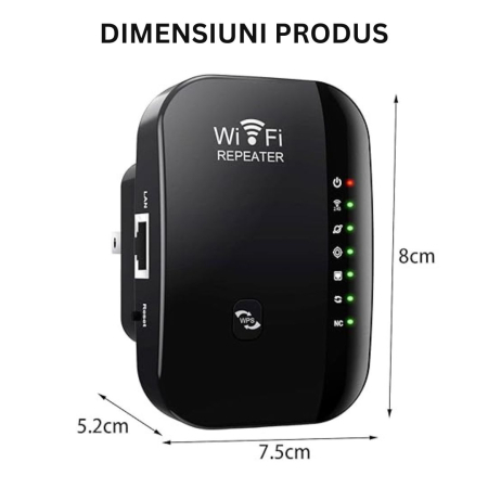 Amplificator de semnal Wireless CLAUSTEEL, Range Extender Retea WIFI cu Antene Incorporate, Transfer 300MBS, 2.4GHz, Conexiune WLAN, WPA2, WPA, WEP9, Functie WPS, Port LAN RJ-45, Negru [6]