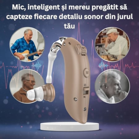 Aparat Auditiv Premium CLAUSTEEL, Reincarcabil, Acumulator incorporat, Carcasa de protectie si 4 adaptoare de ureche incluse, 3 Moduri de functionare, 4 Trepte de volum, Reduce Zgomotul de Fundal, Hip [4]