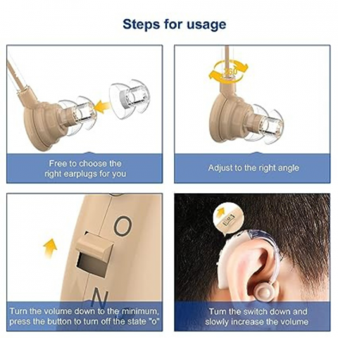 Aparat Auditiv Premium CLAUSTEEL, Reincarcabil, Acumulator incorporat, Carcasa de protectie si 4 adaptoare de ureche incluse, 3 Moduri de functionare, 4 Trepte de volum, Reduce Zgomotul de Fundal, Hip [5]