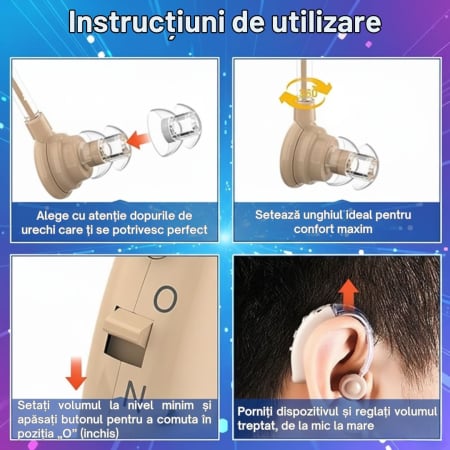 Aparat Auditiv Premium CLAUSTEEL, Reincarcabil, Acumulator incorporat, Carcasa de protectie si 4 adaptoare de ureche incluse, 3 Moduri de functionare, 4 Trepte de volum, Reduce Zgomotul de Fundal, Hip [6]