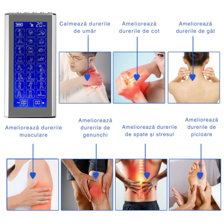 Aparat de masaj corporal cu acumulator, Electrostimulare, 24 de moduri, masaj de fizioterapie, acupunctura electronica, masaj pe tot corpul, tehnlogie EMS, 20 de nivele de Intensitate, display mare cu [5]