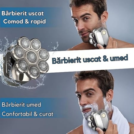 Aparat de ras Profesional CLAUSTEEL 8D pentru barbati, cu 8 lame, Accesorii 6 in 1, impermeabil IPX4, cu display LED, Kit profesional de ingrijire pentru barbati, Accesorii pentru barba si nas incluse [1]