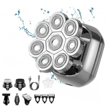 Aparat de ras Profesional CLAUSTEEL 8D pentru barbati, cu 8 lame, Accesorii 6 in 1, impermeabil IPX4, cu display LED, Kit profesional de ingrijire pentru barbati, Accesorii pentru barba si nas incluse [5]