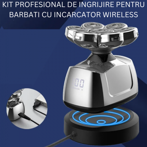 Aparat de ras Profesional CLAUSTEEL pentru barbati, cu 7 capete, Accesorii 6 in 1, impermeabil IPX6, cu display LED, Kit profesional de ingrijire pentru barbati cu baza de incarcare Wireless, trimmer [5]