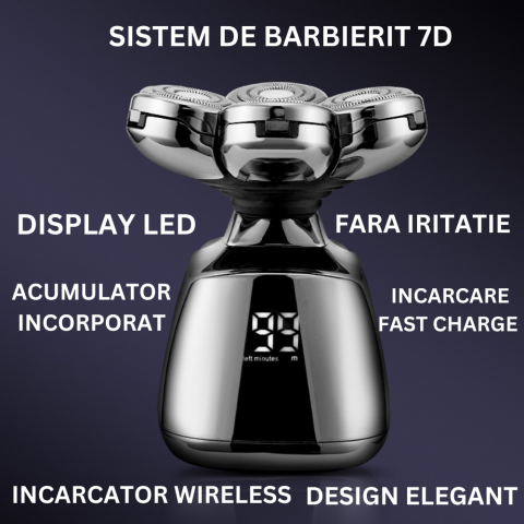 Aparat de ras Profesional CLAUSTEEL pentru barbati, cu 7 capete, Accesorii 6 in 1, impermeabil IPX6, cu display LED, Kit profesional de ingrijire pentru barbati cu baza de incarcare Wireless, trimmer [1]