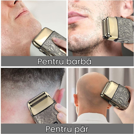 Aparat de ras profesional CLAUSTEEL RETRO pentru barbati, Acumulator incorporat 1400mAh, Incarcare USB, Portabil, Display digital,  7000RPM [5]