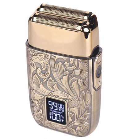 APARATE DE RAS - Aparat de ras profesional CLAUSTEEL RETRO pentru barbati, Acumulator incorporat 1400mAh, Incarcare USB, Portabil, Display digital,  7000RPM