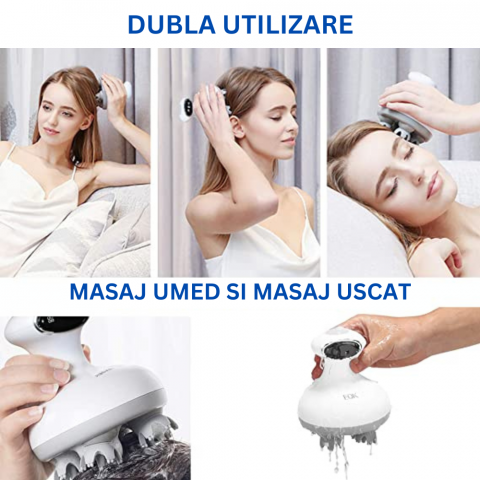 Aparat Masaj Capilar si Corporal 3D, Profesional, Masaj pentru Relaxarea Tuturor Muschilor, Amelioreaza Durerile de Cap, Imbunatateste Circulatia Sangelui, Stimuleaza Cresterea Parului, 4 Capete Rotat [3]