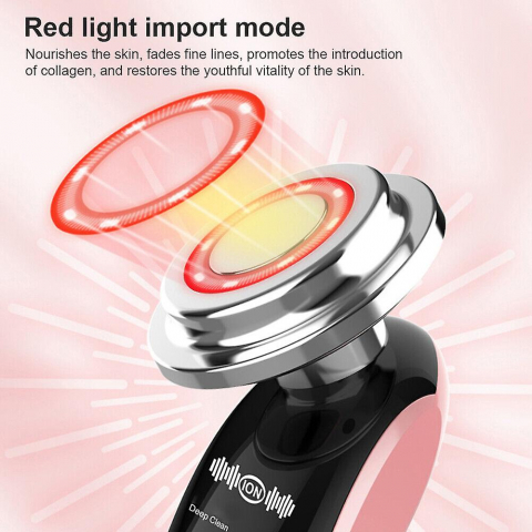 Aparat Pentru Tratament Facial Si Intinerirea Pielii 7 in 1, Lifting Facial, Masaj Facial, Stimulare EMS, Mod de Ingrijire a Ochilor, Eliminare Acnee, Terapie cu Fotoni de Lumina, Anti Rid, Roz [5]