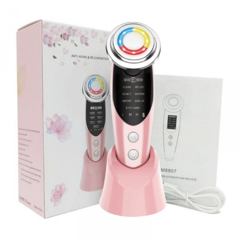 Aparat Pentru Tratament Facial Si Intinerirea Pielii 7 in 1, Lifting Facial, Masaj Facial, Stimulare EMS, Mod de Ingrijire a Ochilor, Eliminare Acnee, Terapie cu Fotoni de Lumina, Anti Rid, Roz [7]