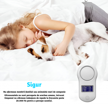 Aparat profesional cu ultrasunete CLAUSTEEL anti rozatoare, anti sobolani, anti insecte, frecventa 20kHz-65kHz, afisaj digital, acoperire 360°, raza 200 MP, Alb [3]