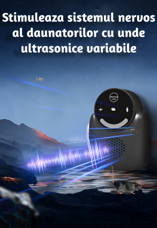 Aparat profesional cu ultrasunete CLAUSTEEL anti rozatoare, anti sobolani, anti insecte, frecventa 20kHz-65kHz, afisaj digital, acoperire 360°, raza 310 MP, Negru [2]