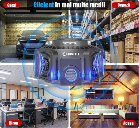 Aparat profesional cu ultrasunete CLAUSTEEL cu 4 difuzoare si lumini intermitente, anti insecte, anti rozatoare, anti sobolani, frecventa variabila in functie de daunatori, 25kHz-65kHz, raza 300MP, ac [5]