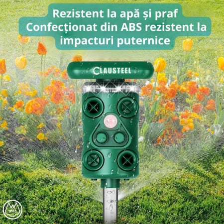 Aparat profesional cu ultrasunete si panou solar CLAUSTEEL 3in1, 4 difuzoare, Flashuri LED, senzor de miscare si lumina, anti rozatoare, sobolani, dihori, pasari, reptile, caini, pisici, animale salba [7]