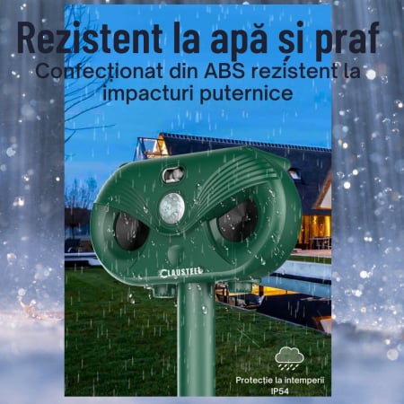Aparat profesional cu ultrasunete si panou solar CLAUSTEEL 3in1, senzor infrarosu, lumini stroboscopice, anti rozatoare, anti sobolani, dihori, pasari, reptile, caini, pisici, animale salbatice, acope [7]