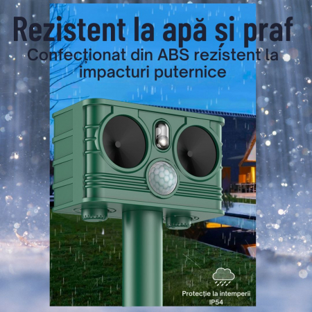 Aparat profesional cu ultrasunete si panou solar CLAUSTEEL 3in1, senzor infrarosu, lumini stroboscopice, anti rozatoare, anti sobolani, dihori, pasari, reptile, caini, pisici, animale salbatice, acope [5]